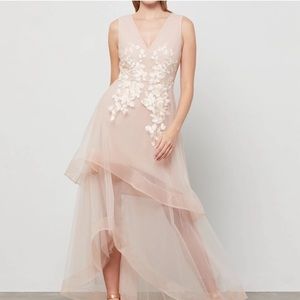 BCBG MAXAZARIA applique asymmetrical gown